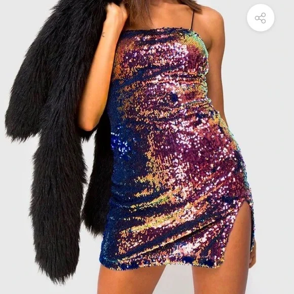 plus size black sequin dress with sleeves Plus Off Shoulder 3/4 Sleeves Sequin A Line Dress – Elonnashop main image 1